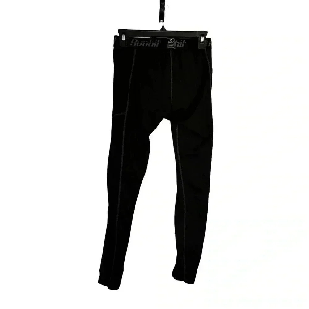 Runhit Boys Leggings Elastic Waist Medium Black Sports Football Baseball Soccer